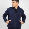 Navy Blue Tracksuit Jacket With Mock Neck